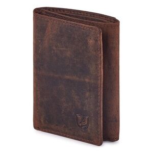 REAL Leather Wallet for Men Cognac Trifold Wallet
